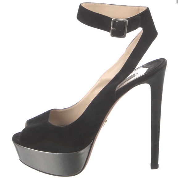 Prada Shoes - Prada suede platform sandals with ankle strap